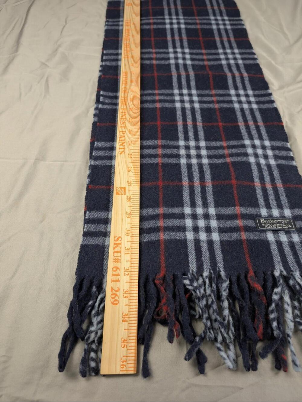 Vintage Burberry of London 100% Lambs Wool Scarf Multicolor Burberrys - Picture 4 of 5